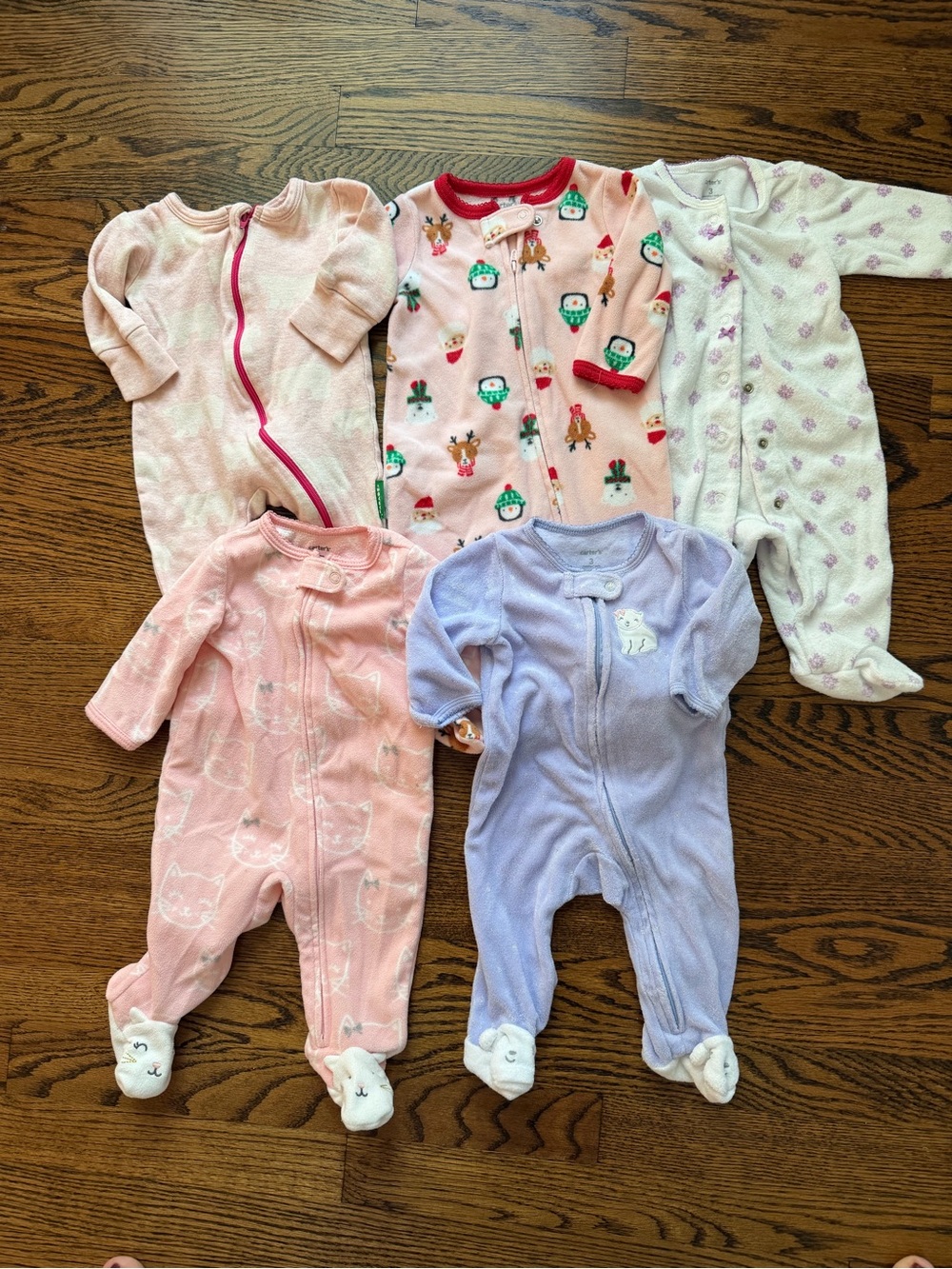 5 Carters girl onesie sleepers 3months